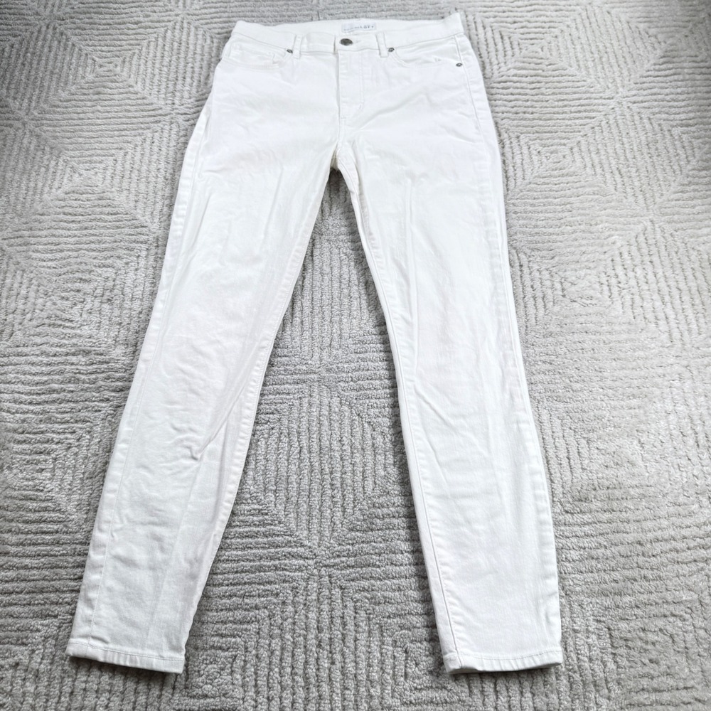 LOFT Skinny Ankle Jeans Womens 2 26 White Modern High Waist Stretch Denim Pants